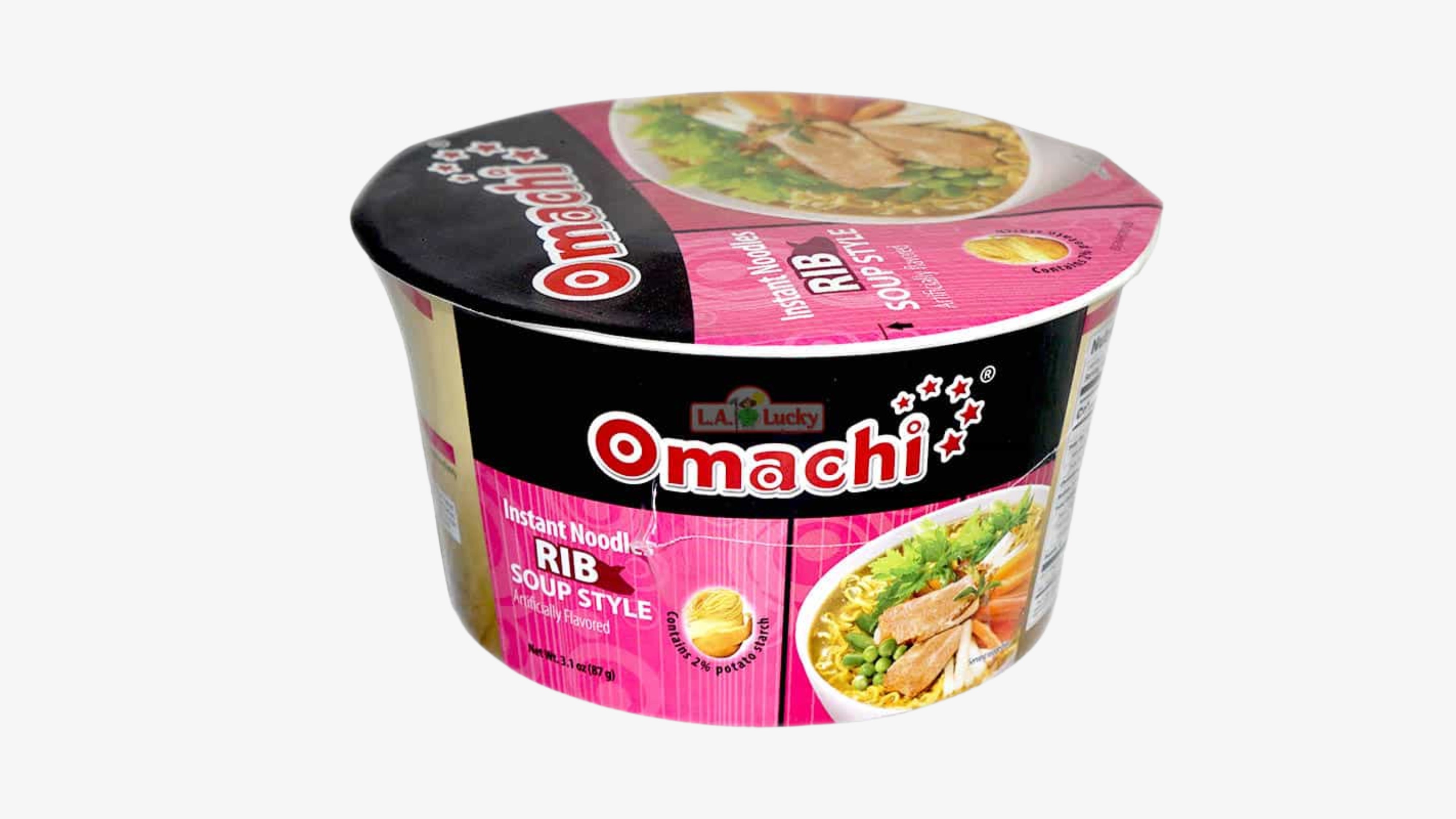 Omachi Instant Noodles Ribs Soup Flavor 87gr x 6 bowls x 4 boxes Case