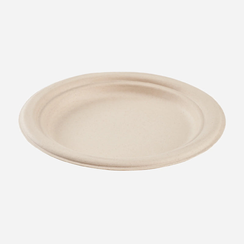 Karat Earth PFAS Free Compostable Bagasse Round Plates, 6", Natural, 1,000ct