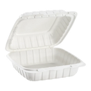 PC - 6"x6"x3" MFPP White Hinged Container - 300ct (Shaka)