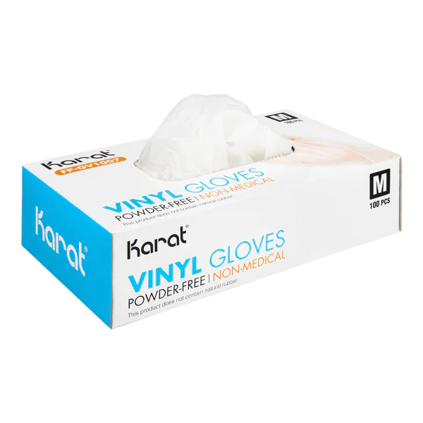 Karat Vinyl Powder-Free Gloves (Clear), Medium - 1,000 pcs