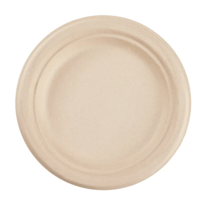 Karat Earth PFAS Free Compostable Bagasse Round Plates, 6", Natural, 1,000ct