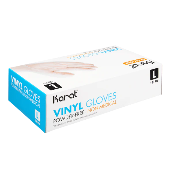 Karat Vinyl Powder-Free Gloves (Clear), Large - 1,000 pcs