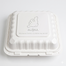 8"x8"x3" 3-Compartment Heavy Weight MFPP White Hinged Container (Shaka)