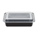 Karat PP Plastic Microwavable Rectangular Food Containers & Lids, Black [150 sets] 38oz