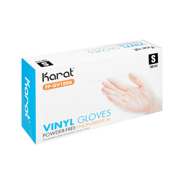 Karat Vinyl Powder-Free Gloves (Clear), Small - 1,000 pcs