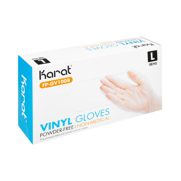 Karat Vinyl Powder-Free Gloves (Clear), Large - 1,000 pcs