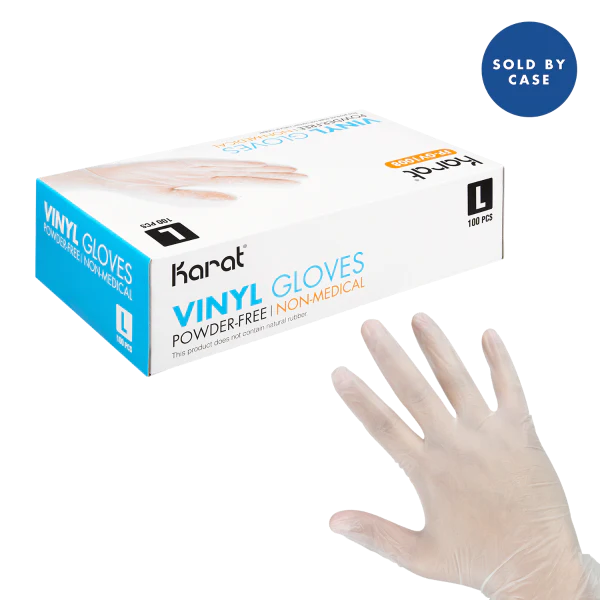 Karat Vinyl Powder-Free Gloves (Clear), X-Large - 1,000 pcs