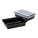 Karat PP Plastic Microwavable Rectangular Food Containers & Lids, Black [150 sets] 38oz