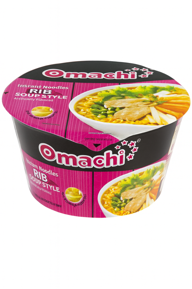 Omachi Instant Noodles Ribs Soup Flavor 87gr x 6 bowls x 4 boxes Case