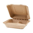 Karat Earth - Natural Bagasse Hinged Containers 9x9x3 3Compartment 200ct