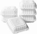 8"x8"x3" 3-Compartment Heavy Weight MFPP White Hinged Container (Shaka)