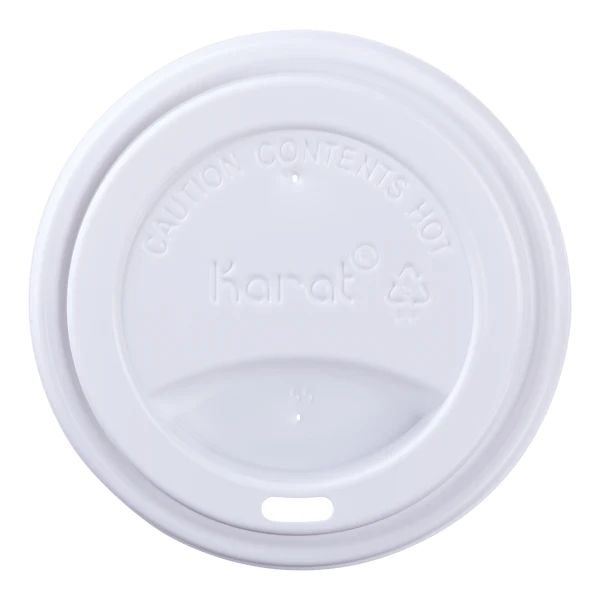 Karat 90mm Sipper Dome Lid for 10-24oz Hot cups, White - 1,000 pcs