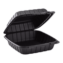 PCG - 8"x8"x3" 1-Compartment Heavy Weight MFPP Black Hinged Container - 150ct (Shaka)