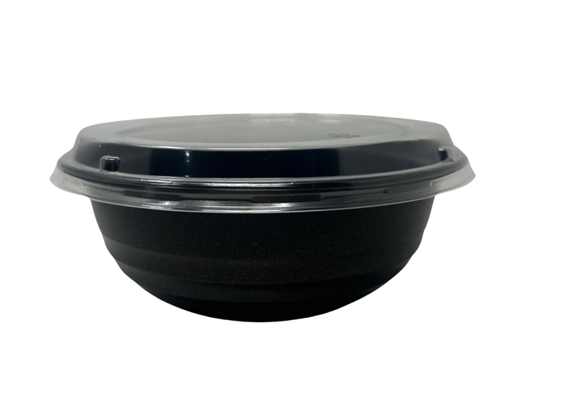 The 1 - Black 24oz PP Noodle Bowl w/ Lids - 300ct