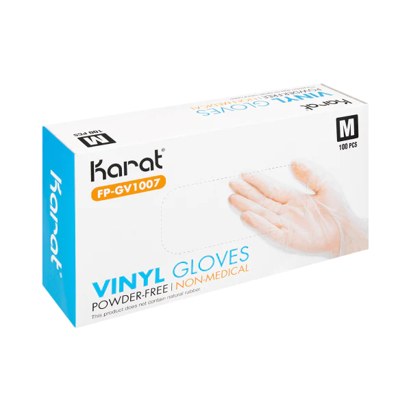 Karat Vinyl Powder-Free Gloves (Clear), Medium - 1,000 pcs