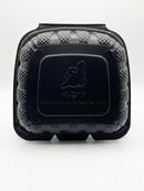 8"x8"x3" 3-Compartment Heavy Weight MFPP Black Hinged Container (Shaka)