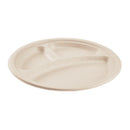 Karat Earth 10" Bagasse Plate, Round, 3-Compartment, Natural, PFAS Free