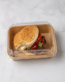 VerTerra 6"x5"x1" Kraft Paperboard Tray with Clear PET Lid - Case of 200 Sets