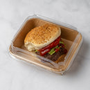 VerTerra 6"x5"x1" Kraft Paperboard Tray with Clear PET Lid - Case of 200 Sets