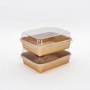 VerTerra 6"x5"x1" Kraft Paperboard Tray with Clear PET Lid - Case of 200 Sets