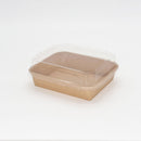 VerTerra 6"x5"x1" Kraft Paperboard Tray with Clear PET Lid - Case of 200 Sets