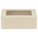 VerTerra 6"x8"x3" Medium Balsa Wood Collapsible Box with Attached Window Lid - Case of 50