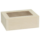 VerTerra 6"x8"x3" Medium Balsa Wood Collapsible Box with Attached Window Lid - Case of 50