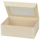 VerTerra 6"x8"x3" Medium Balsa Wood Collapsible Box with Attached Window Lid - Case of 50