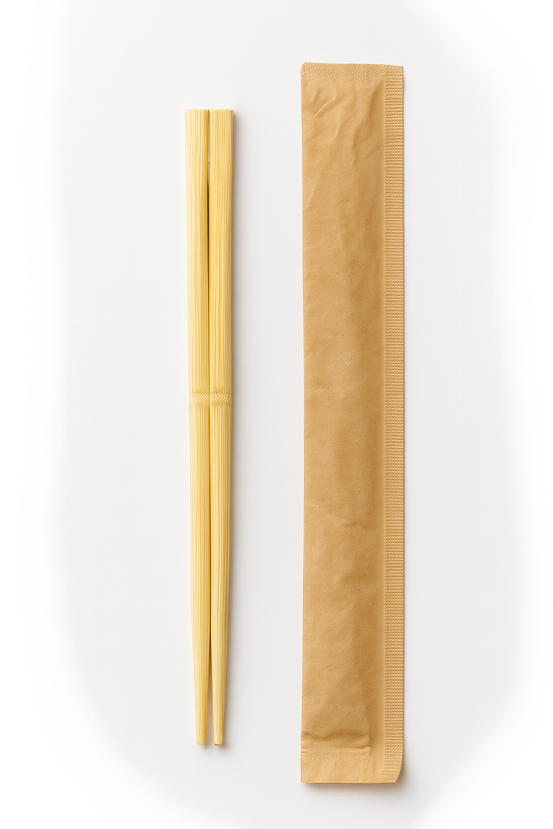 PCT Bamboo Twin Chopsticks Kraft Single Wrap 6x200mm 2,500ct
