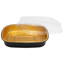 Karat - 72oz Black & Gold Aluminum Pans with PET Dome Lids - 50ct