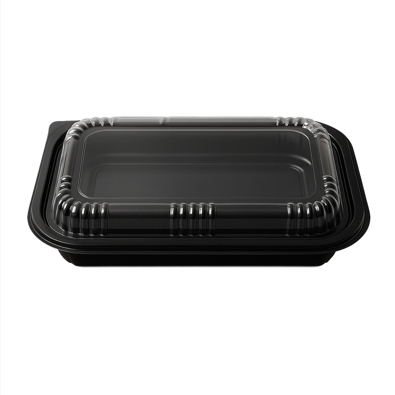 PCT Non-Microwavable PS Rectangular Bento Box 1 Compartment w/ OPS Clear Lid 13oz/400ml 400ct