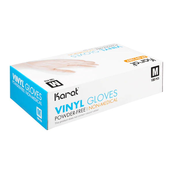 Karat Vinyl Powder-Free Gloves (Clear), Medium - 1,000 pcs