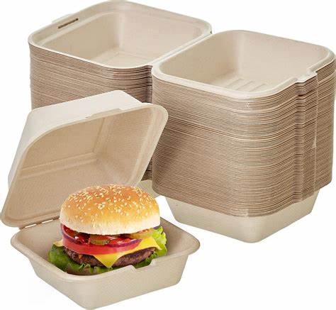 iDineWell - PFAS-Free Bagasse Hinged Containers