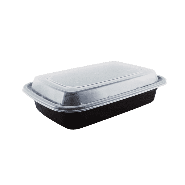 PCT PP Plastic Microwavable Rectangular/Square Food Containers & Lids 28oz Rectangle 1 Compartment