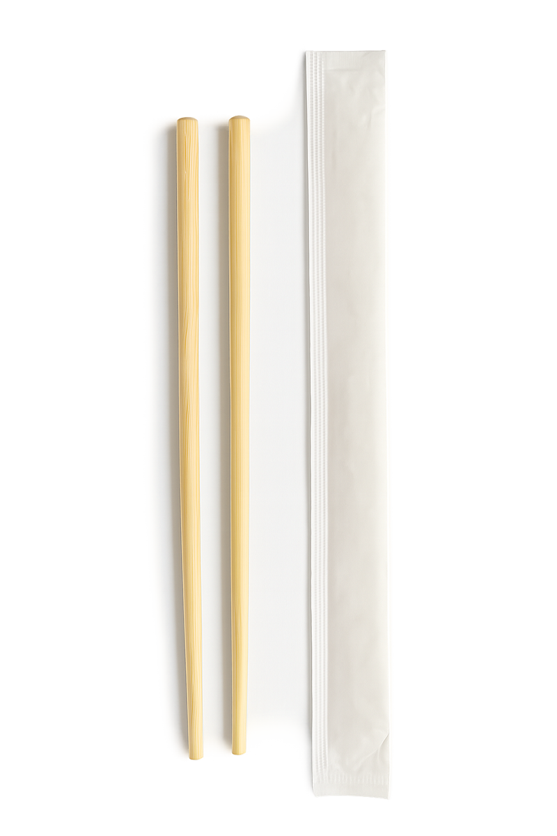 PCT Bamboo Chopsticks White Paper Single Wrap 6x200mm 2,500ct