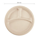 Karat Earth 10" Bagasse Plate, Round, 3-Compartment, Natural, PFAS Free