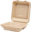 Karat Earth - Natural Bagasse Hinged Containers 9x9x3 3Compartment 200ct