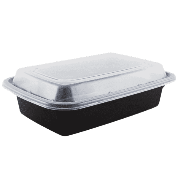 PCT PP Plastic Microwavable Rectangular/Square Food Containers & Lids 24oz Rectangle 1 Compartment