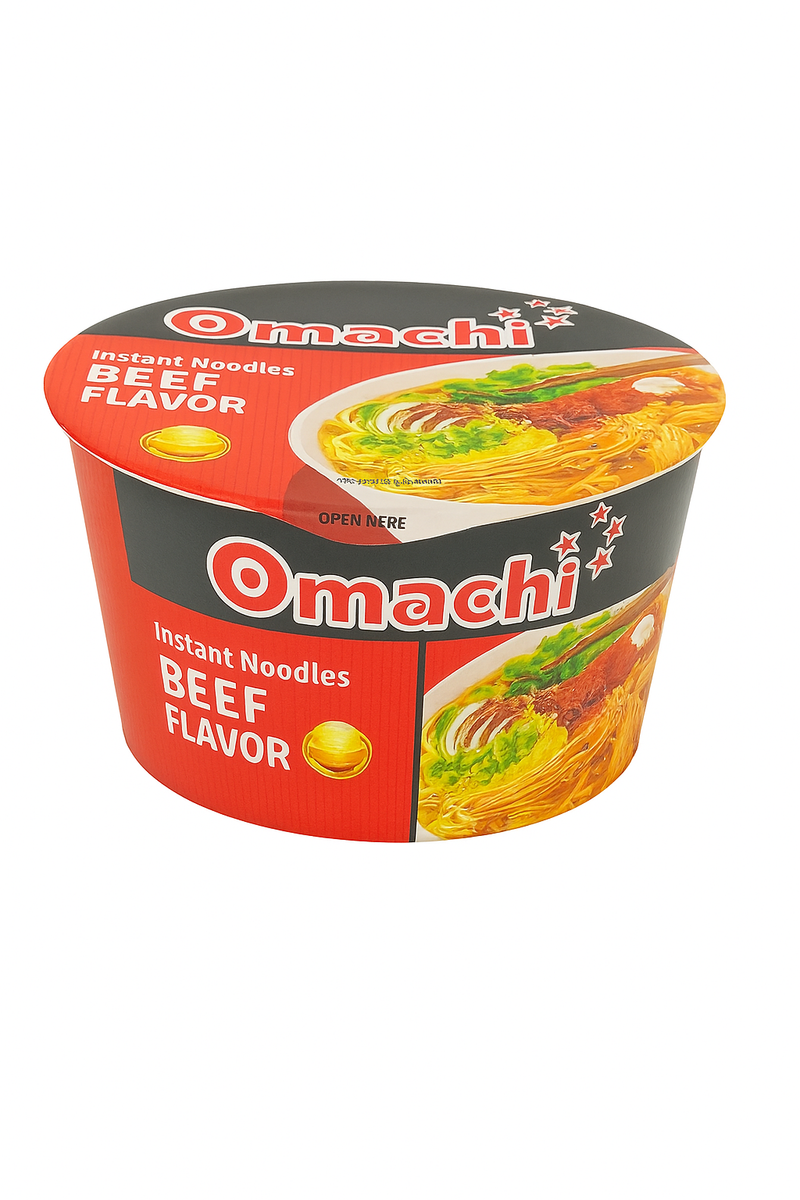 Omachi Instant Noodles Stewed Beef Flavor 87gr x 6 bowls x 4 boxes Case