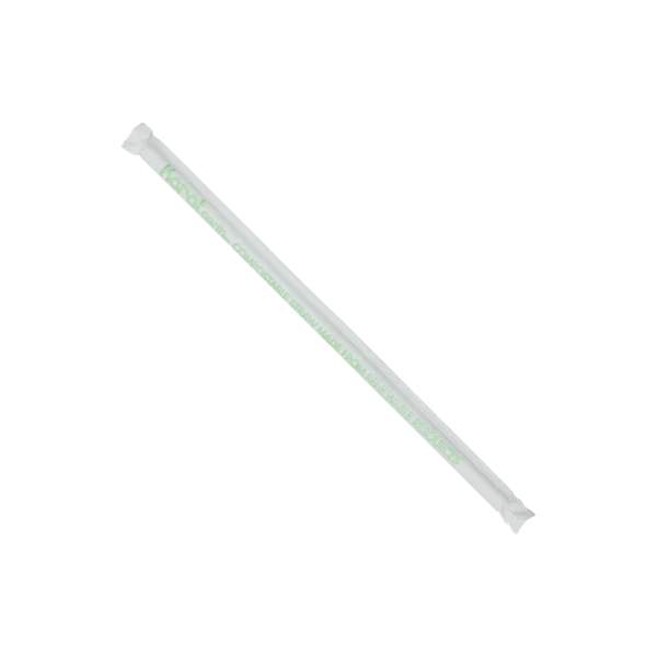 Karat Earth Clear PLA Giant Straw, 8.75", 7mm, Paper Wrapped, Clear, 2,500ct