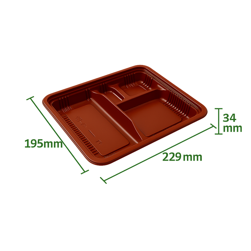 PCT Microwavable PP Rectangular Bento Box 4 Compartments w/OPS Clear lid 300ct
