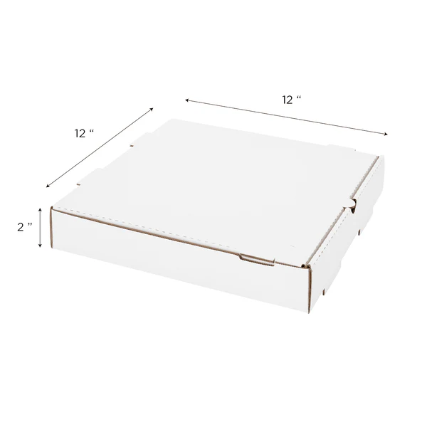 PC White Corrugated Pizza Box 12”x12” 100ct