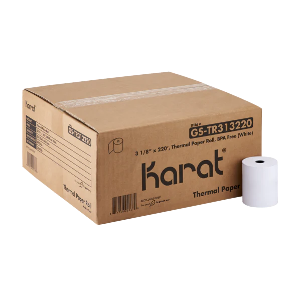 Karat - 3 1/8" x 273' White Thermal Paper Rolls - 50ct