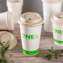 Karat Earth Bagasse Sipper Dome Lid for 10-24 oz. Hot Cup, Natural - 500 ct