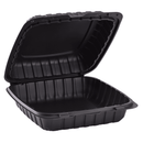 PC - 9"x9"x3" 1-Compartment Heavy Weight MFPP Black Hinged Container - 150ct