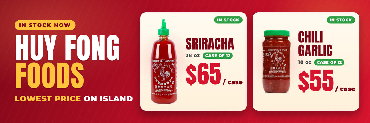 Huy Fong Foods in stock now - Sriracha 28 oz case $65, Chili Garlic 18 oz case $55