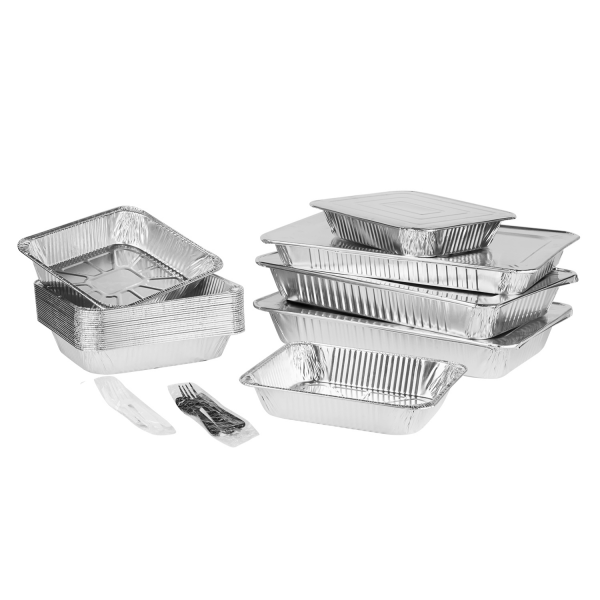 Karat Half Size Aluminum Foil Steam Table Pan and Lids - 100 ct